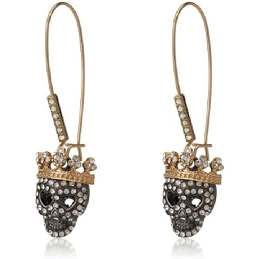 🆕Women Gold Diamond Cuffs Wraps Skull Earrings